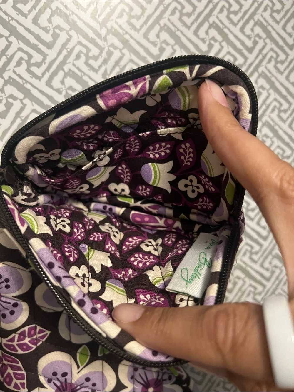 Vera Bradley Purple & Green Quilted Wristlet Wallet Case with Accessory Pouch
